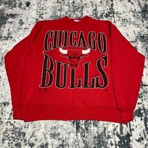 Vintage Chicago Bulls Crewneck Sweatshirt 1994 NBA Large Red Hanes Activewear